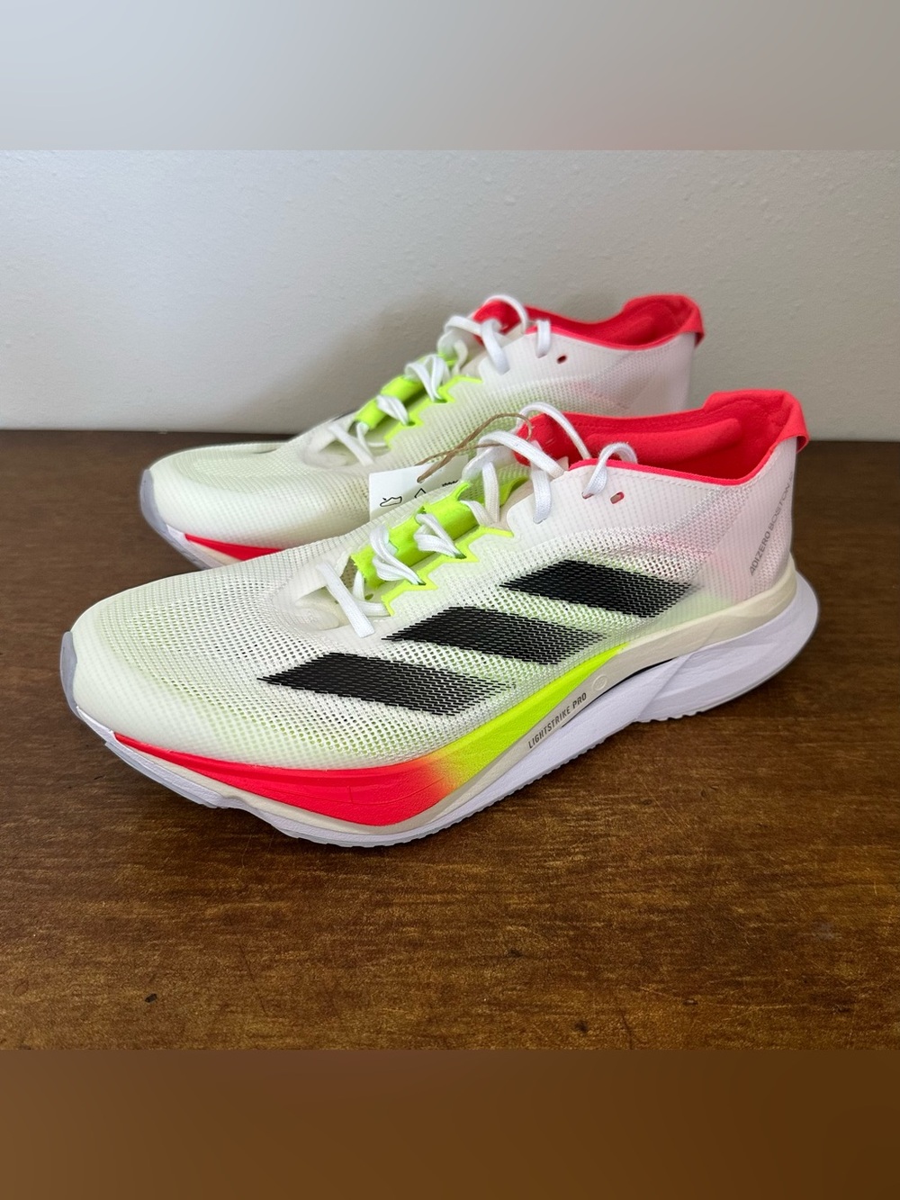 Size 7.5 - Adidas Adizero Boston 12 White Black Lucid Red Women’s JQ2554 NEW